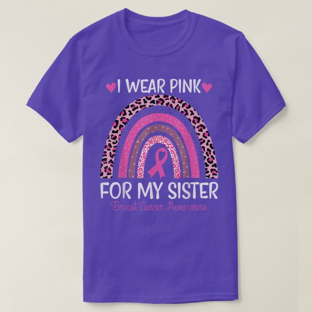 Camiseta Eu Visto Rosa Para Minha Consciência Do Cancer Da  (Frente do Design)