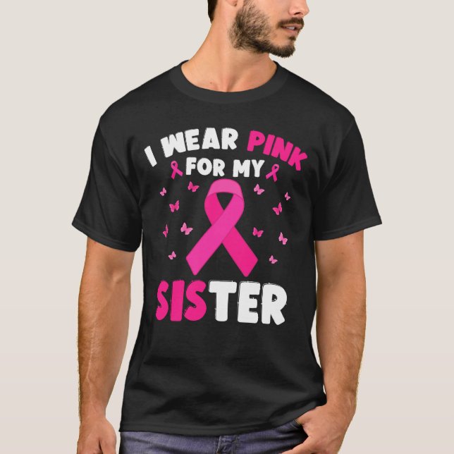 Camiseta Eu Visto Rosa Para Minha Consciência Do Cancer Da  (Frente)