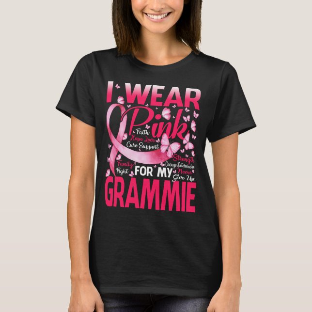 Camiseta Eu Visto Rosa Para Minha Consciência Do Cancer Da  (Frente)