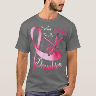 Camiseta Eu Visto Rosa Para Minha Filha Dragonfly Cance