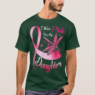 Camiseta Eu Visto Rosa Para Minha Filha Dragonfly Cance