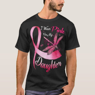 Camiseta Eu Visto Rosa Para Minha Filha Dragonfly Rosa Fita
