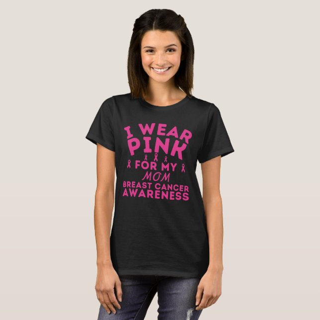 Camiseta Eu Visto Rosa Para Minha Mãe Cancer De Mama Person (Frente Completa)