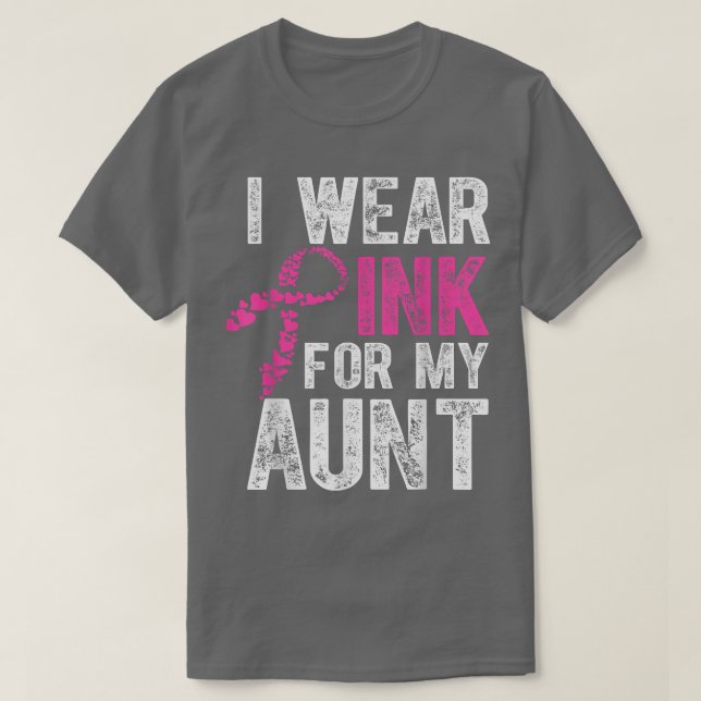 Camiseta Eu Visto Rosa Para Minha Tia Cancer De Mama Sensib (Frente do Design)
