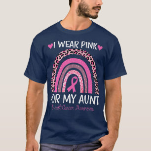 Camiseta Eu Visto Rosa Para Minha Tia Rainbow Breast Cancer