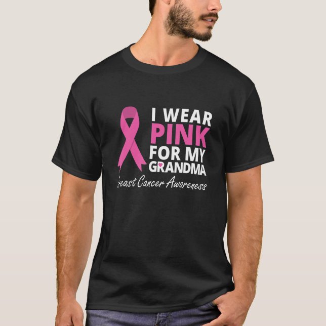 Camiseta Eu Visto Rosa Para O Amor Da Minha Avó Família Rib (Frente)