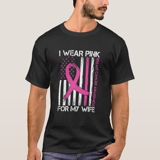 Camiseta Eu Visto Rosa Para O Apoio Mês Do Cancer Da Minha  (Frente)