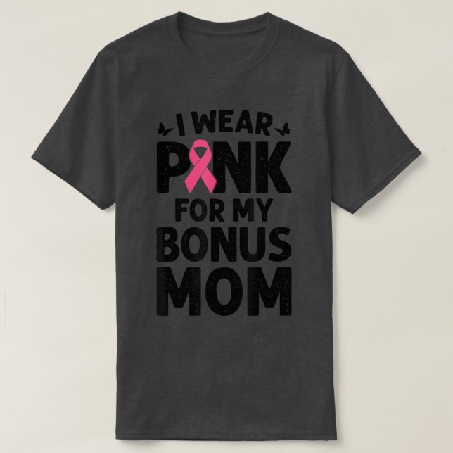 Camiseta Eu Visto Rosa Para O Meu Bonus Mamãe Borboleta Bre (Frente do Design)