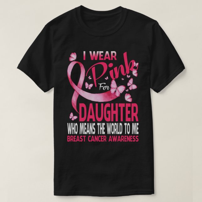 Camiseta Eu visto rosa para o meu cancer da FILHA (Frente do Design)