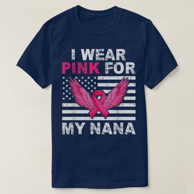 Camiseta Eu Visto Rosa Para O Meu Cancer De Fita Rosa Nana (Frente do Design)