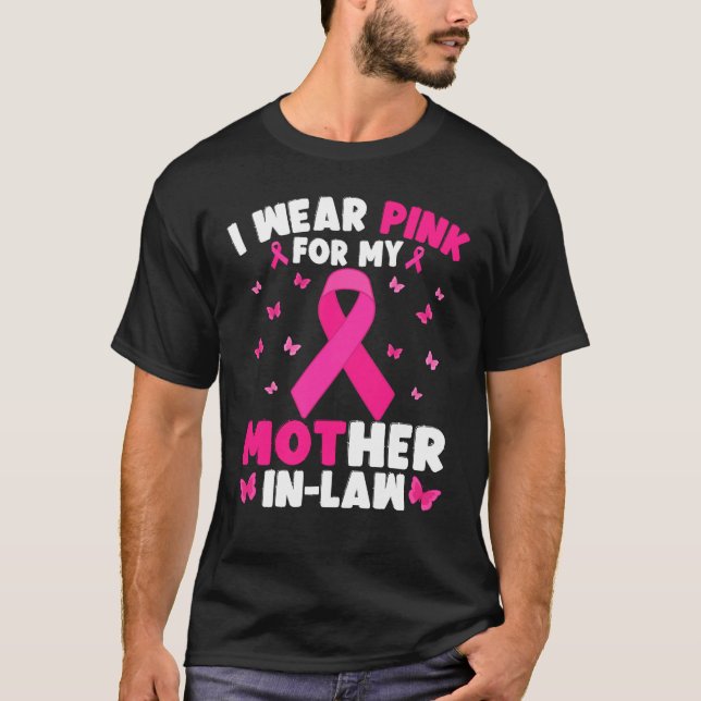 Camiseta Eu Visto Rosa Para O Meu Cancer De Mama Da Mãe Em  (Frente)