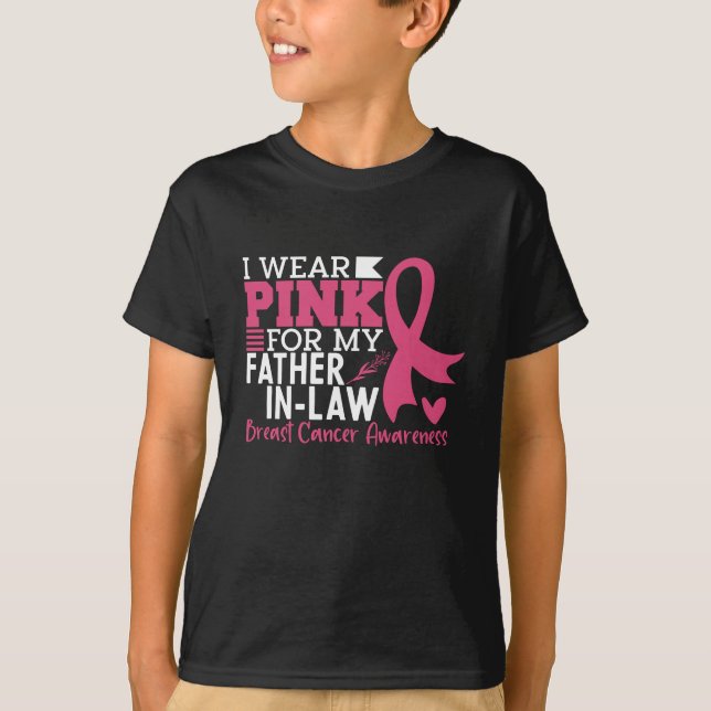 Camiseta Eu Visto Rosa Para O Meu Cancer De Mama Do sogro (Frente)