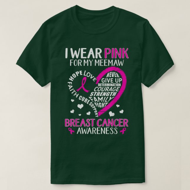 Camiseta Eu Visto Rosa Para O Meu Meemaw Fita Cancer De Fit (Frente do Design)