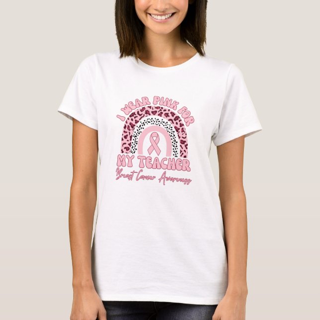 Camiseta Eu Visto Rosa Para O Meu Professor Cancer Do Arco- (Frente)