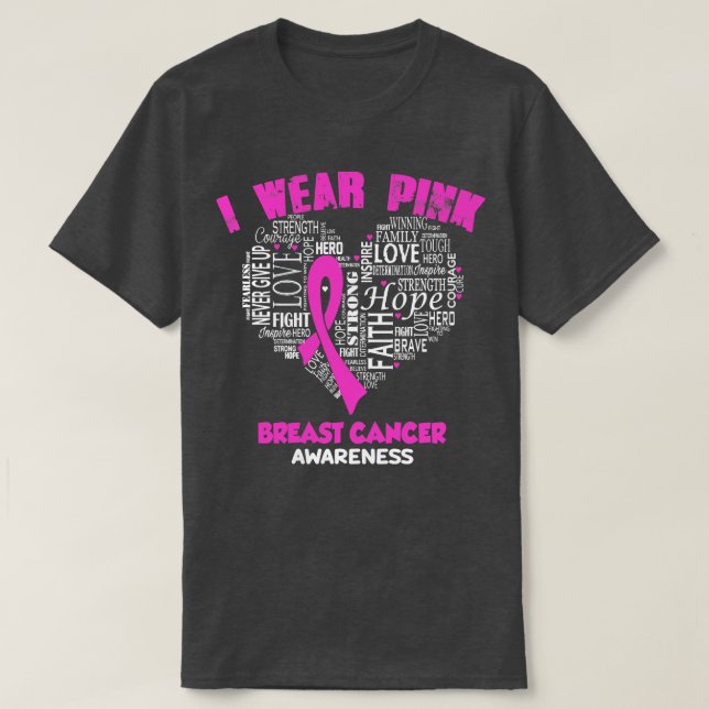 Camiseta Eu Visto Rosa Por Consciência Do Cancer Da Mama Fé (Frente do Design)