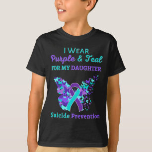 Camiseta Eu Visto Roxo e Teal para a Minha Filha Suicida An