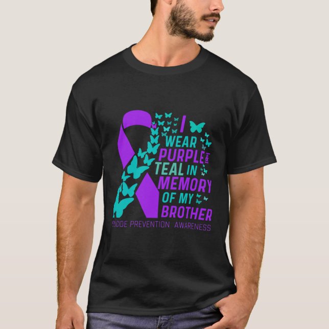 Camiseta Eu Visto Roxo E Teal Para O Meu Irmão Suicídio Ant (Frente)