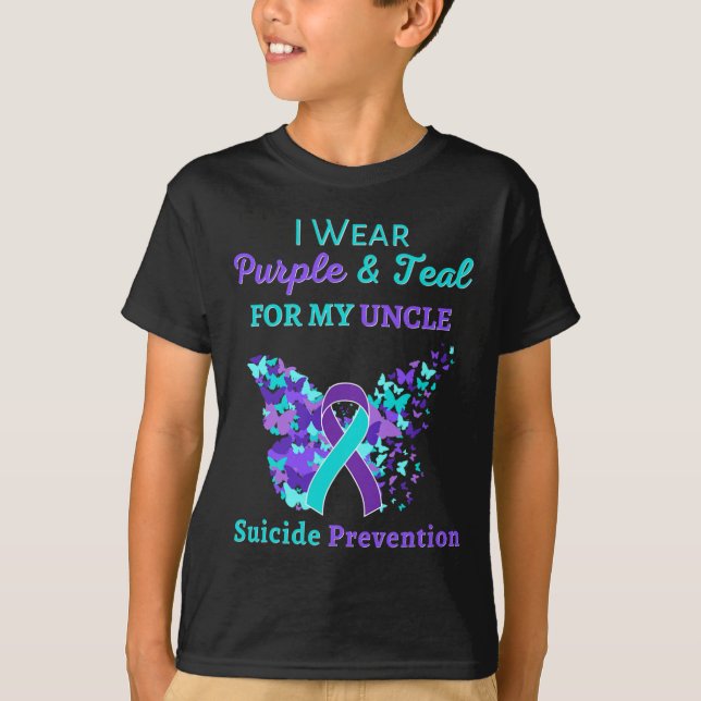 Camiseta Eu Visto Roxo E Teal Para O Meu Tio Suicídio Preve (Frente)
