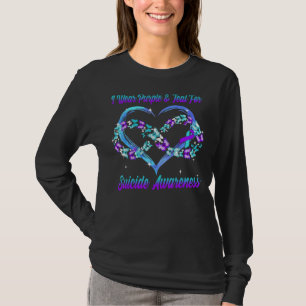 Camiseta Eu Visto Roxo E Teal Por Consciência Suicida Coraç
