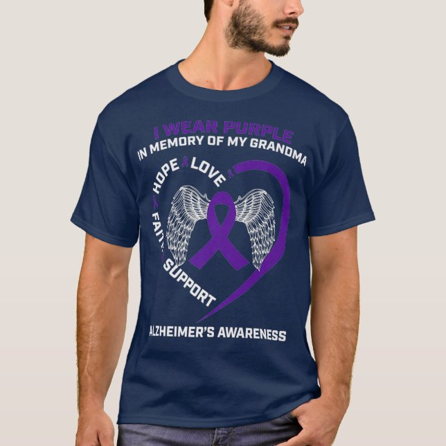 Camiseta Eu Visto Roxo Em Memória Da Minha Avó Alzheimers (Frente)