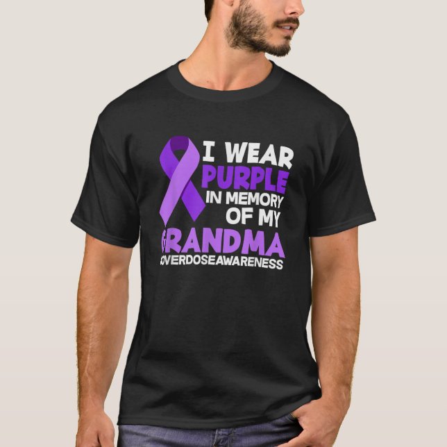 Camiseta Eu Visto Roxo Em Memória Da Minha Avó Sobredosagem (Frente)