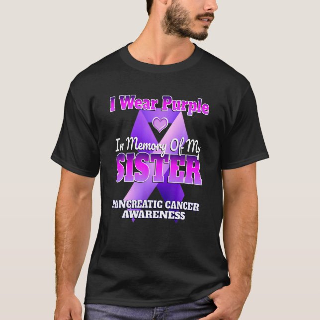 Camiseta Eu Visto Roxo Em Memória Da Minha Irmã Ca Pancreát (Frente)