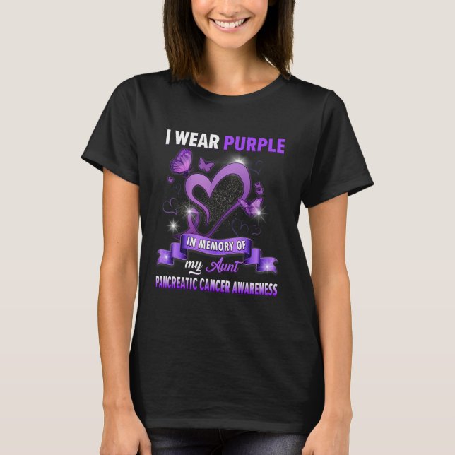 Camiseta Eu Visto Roxo Em Memória Da Minha Tia Pancreática  (Frente)
