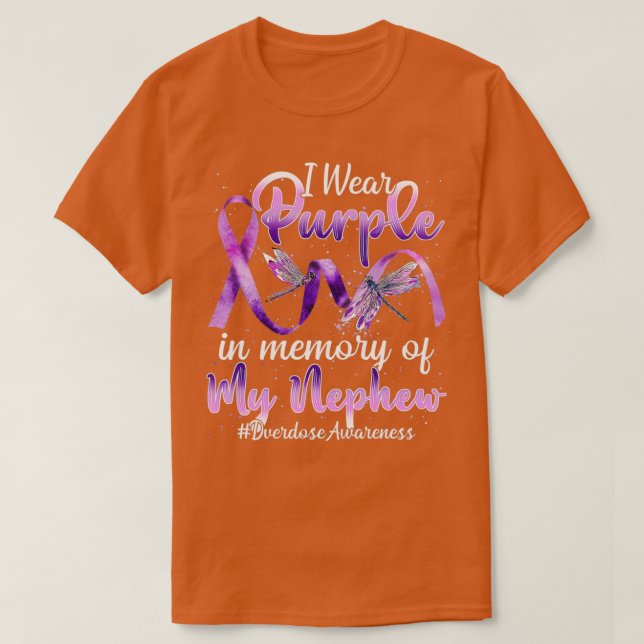 Camiseta Eu Visto Roxo Em Memória Da Sobredosagem Do Meu So (Frente do Design)