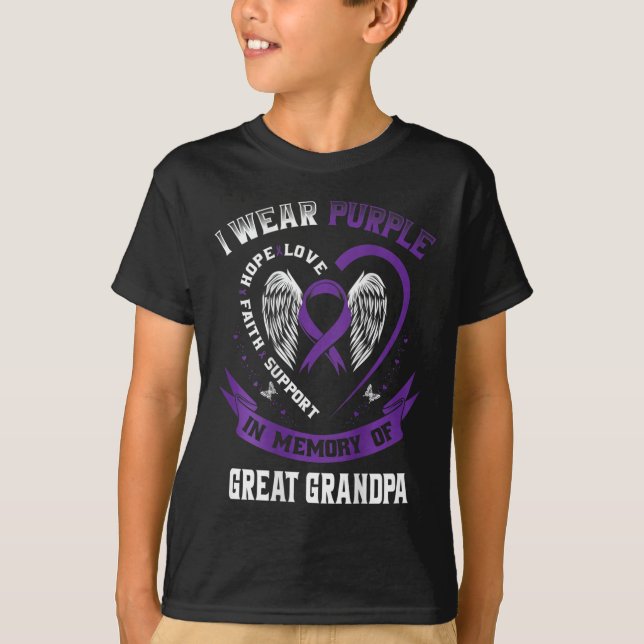 Camiseta Eu Visto Roxo Em Memória Do Avô Excelente Pancreat (Frente)