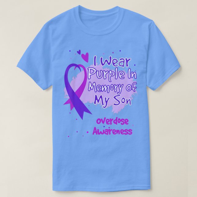 Camiseta Eu Visto Roxo Em Memória Do Meu Filho Sobredosagem (Frente do Design)