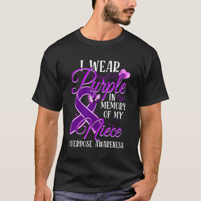 Camiseta Eu Visto Roxo Em Memória Do Meu Sobredosagem Niece (Frente)