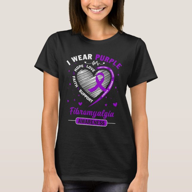 Camiseta Eu Visto Roxo Para A Consciência Da FIBROMYALGIA (Frente)