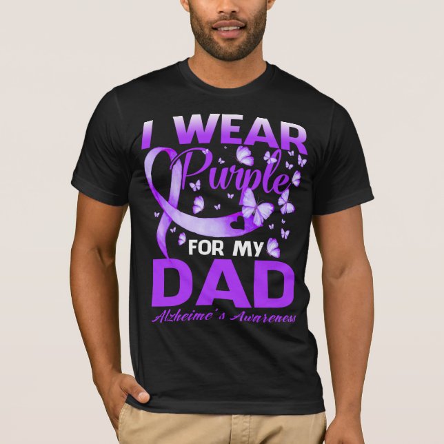Camiseta Eu Visto Roxo para a consciência do meu PAI Alzhei (Frente)