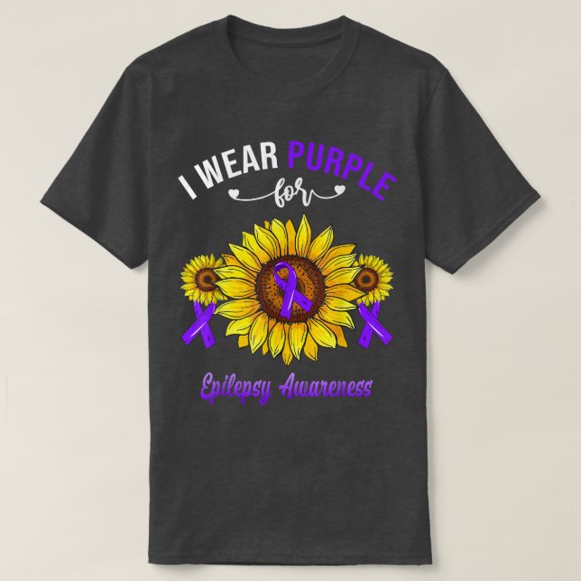 Camiseta Eu Visto Roxo Para A Consciência Epiléptica Girass (Frente do Design)