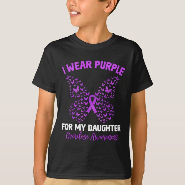 Camiseta Eu Visto Roxo Para A Minha Filha Sobredosagem Cons (Frente)