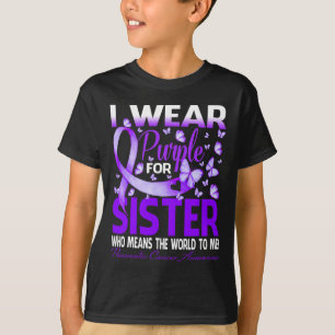 Camiseta Eu Visto Roxo Para A Minha Irmã Câncer de pâncreas