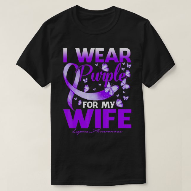 Camiseta Eu Visto Roxo Para A Minha Mulher Lupus Sensibiliz (Frente do Design)