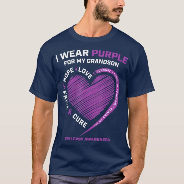 Camiseta Eu Visto Roxo Para A Sensibilização Do Meu Avô. (Frente)