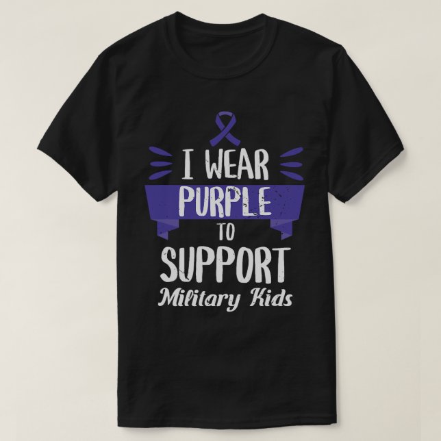 Camiseta Eu Visto Roxo Para Crianças Militares (Frente do Design)