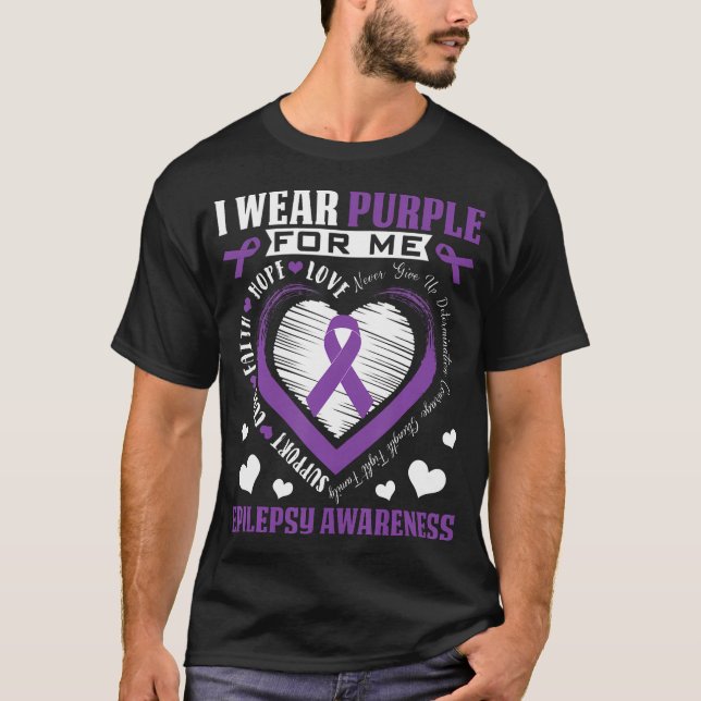 Camiseta Eu Visto Roxo Para Mim Consciência Epilepsia Ouvir (Frente)