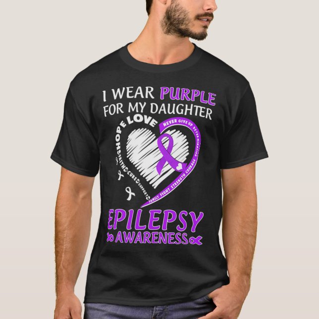 Camiseta Eu Visto Roxo Para Minha Filha Consciência Da Epil (Frente)