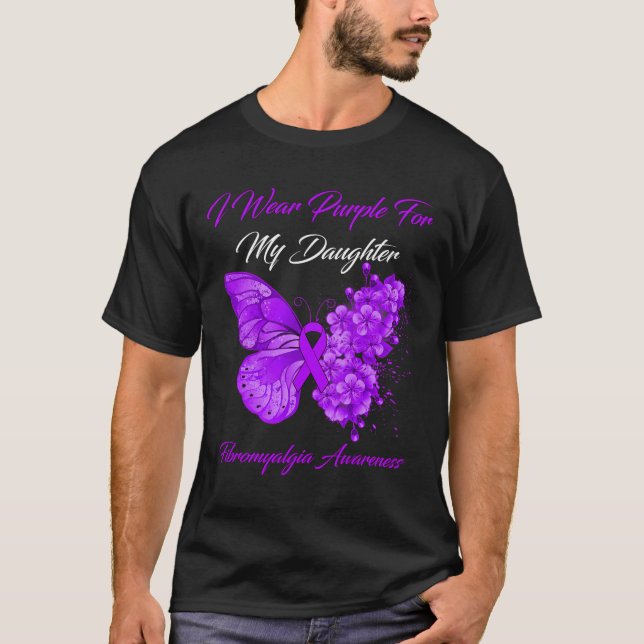 Camiseta Eu Visto Roxo Para Minha Filha Fibromialgia Guerre (Frente)