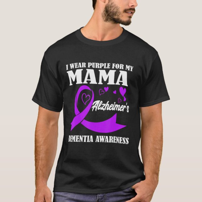 Camiseta Eu Visto Roxo para minha mãe Alzheimer Dementia Aw (Frente)