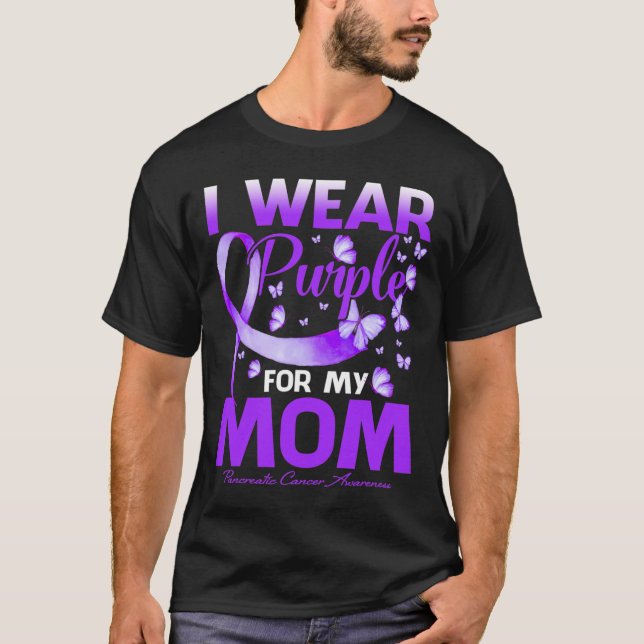Camiseta Eu Visto Roxo Para Minha Mãe Câncer de pâncreas Aw (Frente)