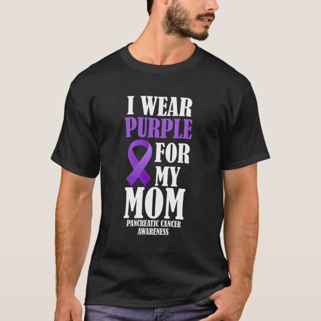 Camiseta Eu Visto Roxo Para Minha Mãe Câncer de pâncreas Aw (Frente)