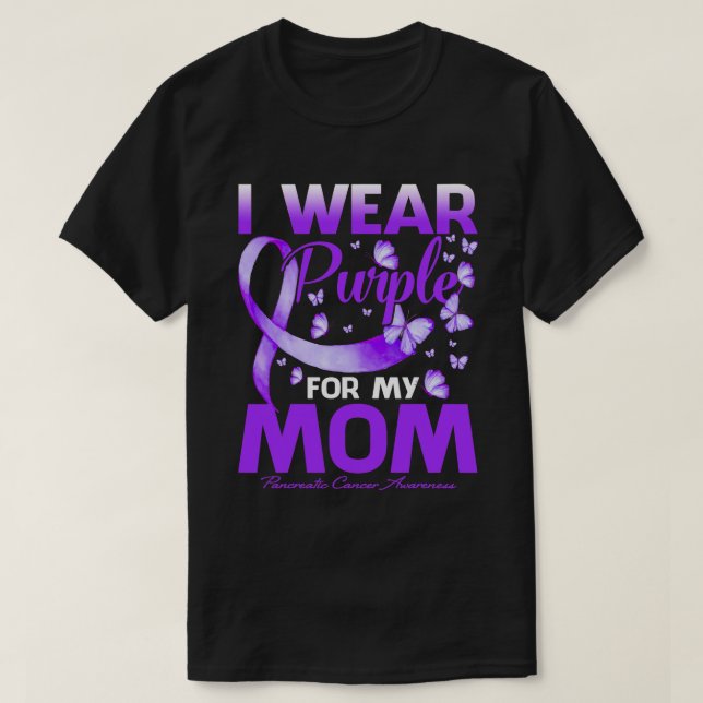 Camiseta Eu Visto Roxo Para Minha Mãe Câncer de pâncreas Aw (Frente do Design)