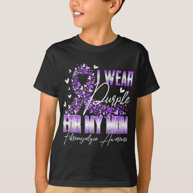 Camiseta Eu Visto Roxo Para Minha Mãe Fibromialgia Sensibil (Frente)
