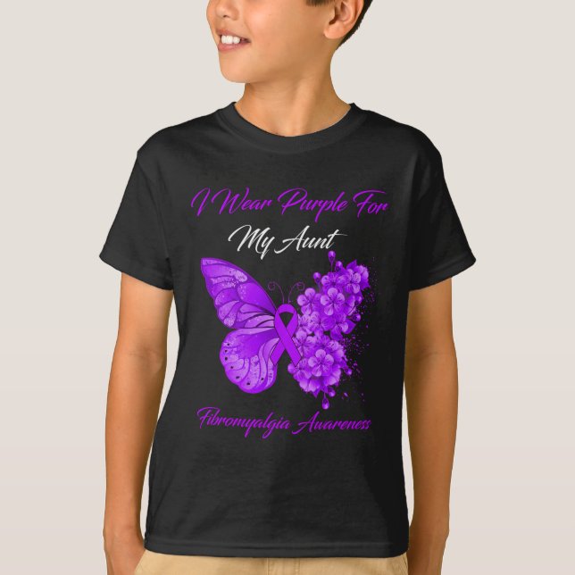 Camiseta Eu Visto Roxo Para Minha Tia Fibromialgia Consciên (Frente)