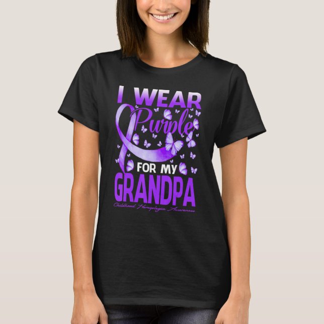 Camiseta Eu Visto Roxo Para O Meu Avô, Hemiplegia Infantil (Frente)