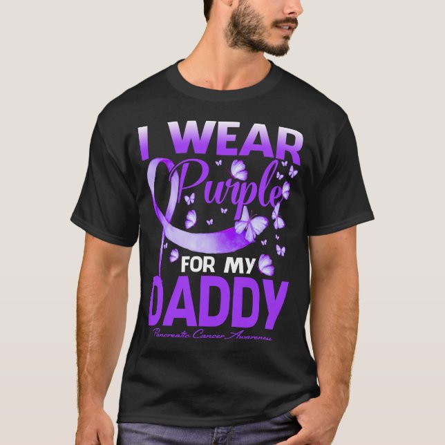 Camiseta Eu Visto Roxo Para O Meu Câncer de pâncreas PAI (Frente)
